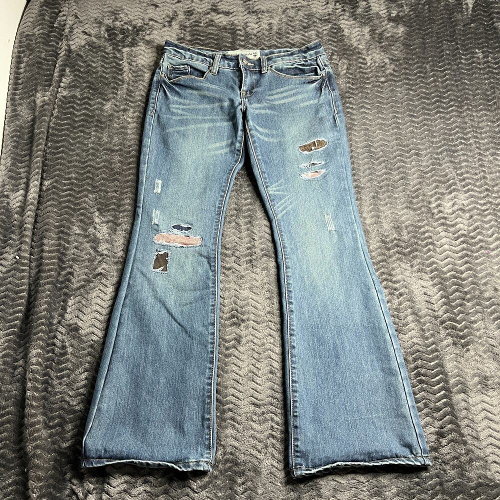 Indigo Saints Jeans Womens 7 Flare Stretch Denim Pants